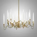 Люстра на штанге Il Pezzo 3 Round Chandelier Brass and Crystals D1200 с акриловыми плафонами от ImperiumLoft
