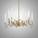 Люстра на штанге Il Pezzo 3 Round Chandelier Brass and Crystals D600 с акриловыми плафонами от ImperiumLoft