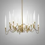 Люстра на штанге Il Pezzo 3 Round Chandelier Brass and Crystals D800 с акриловыми плафонами от ImperiumLoft