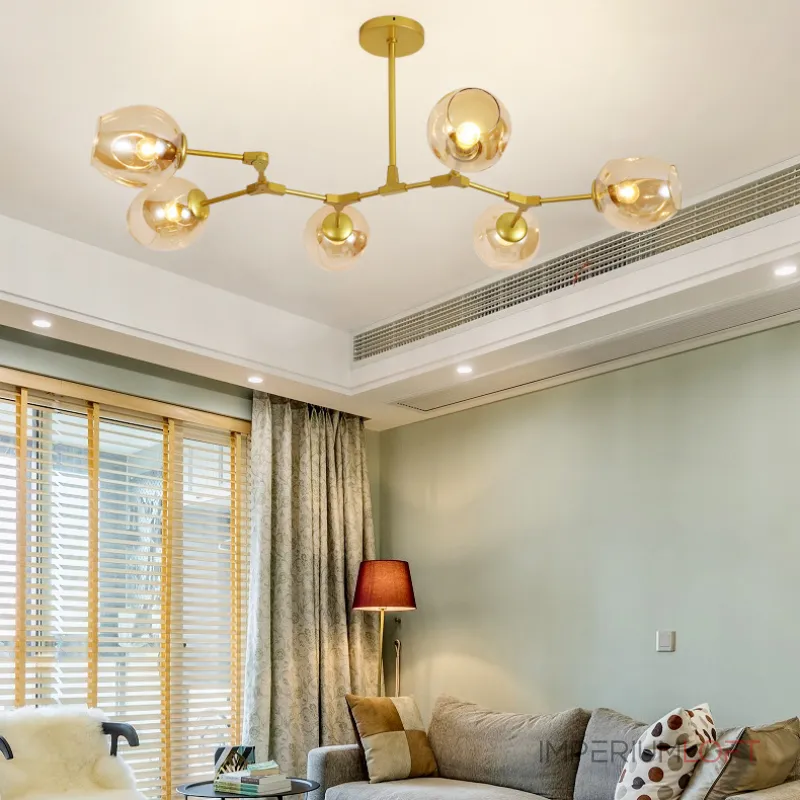 Люстра на штанге Адель Branching Bubble Chandelier L9 Brass Tinted