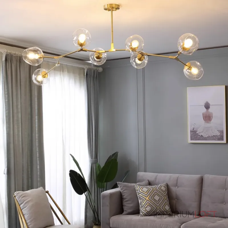 Люстра на штанге Адель Branching Bubble Chandelier L9 Brass Tinted