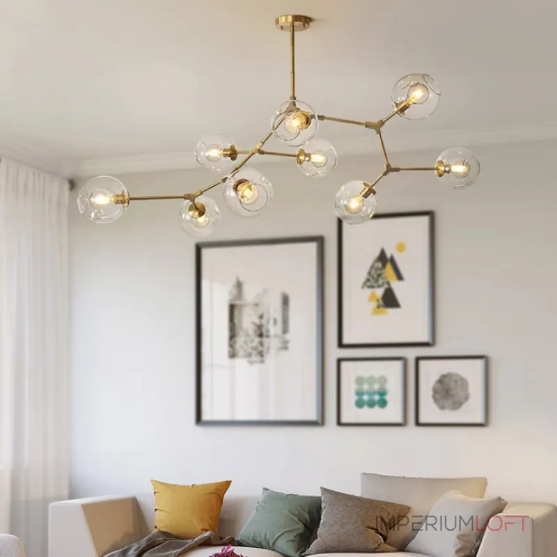 Люстра на штанге Адель Branching Bubble Chandelier L9 Brass Tinted