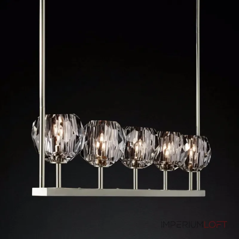 Люстра RH Boule De Cristal Linear Chandelier 5 Nickel от ImperiumLoft