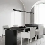 Реечный светильник с прямоугольным плафоном из двух стеклянных ребристых пластин и наклонным LED источником света CHIFFA SKEW L100 BLACK от ImperiumLoft