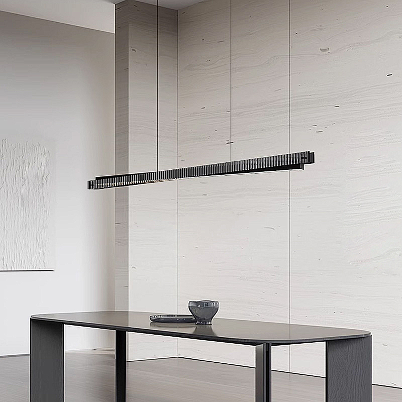 Реечный светильник с прямоугольным плафоном из двух стеклянных ребристых пластин и наклонным LED источником света CHIFFA SKEW L160 BRASS от ImperiumLoft