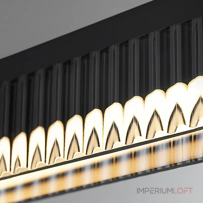 Реечный светильник с прямоугольным плафоном из двух стеклянных ребристых пластин и наклонным LED источником света CHIFFA SKEW L120 BLACK от ImperiumLoft