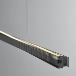 Реечный светильник с прямоугольным плафоном из двух стеклянных ребристых пластин и наклонным LED источником света CHIFFA SKEW L160 BLACK от ImperiumLoft