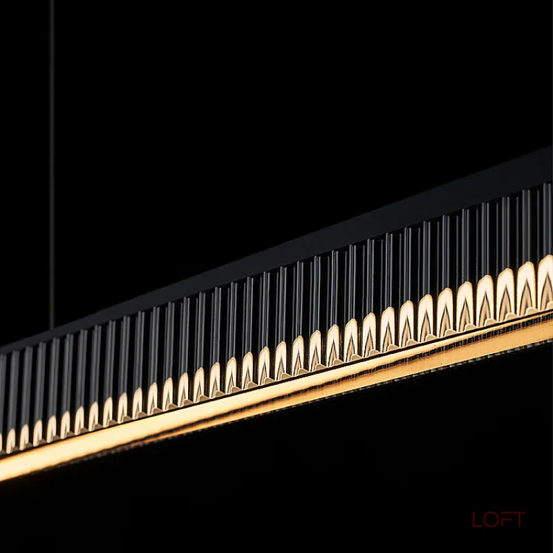 Реечный светильник с прямоугольным плафоном из двух стеклянных ребристых пластин и наклонным LED источником света CHIFFA SKEW L100 BRASS от ImperiumLoft