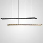 Реечный светильник с прямоугольным плафоном из двух стеклянных ребристых пластин и наклонным LED источником света CHIFFA SKEW L120 BRASS от ImperiumLoft