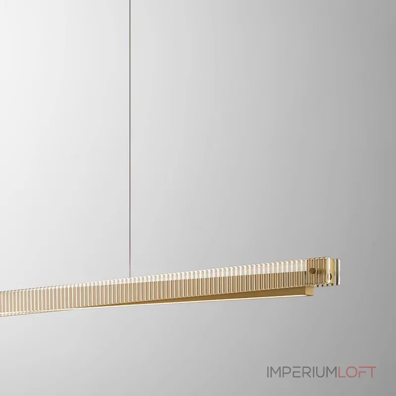 Реечный светильник с прямоугольным плафоном из двух стеклянных ребристых пластин и наклонным LED источником света CHIFFA SKEW L160 BRASS от ImperiumLoft