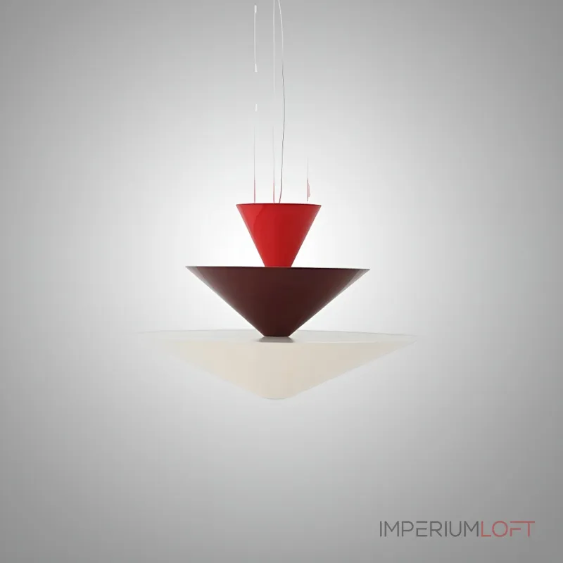 Серия светильников с комбинированным корпусом из трех разноцветных элементов разного диаметра на струнном подвесе TRAUSTI H220 Red Серия светильников с комбинированным корпусом из трех разноцветных элементов разного диаметра на струнном подвесе TRAUSTI H220 Red