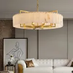 Серия люстр на лучевом каркасе с кольцевым абажуром из мраморных пластин прямоугольной формы Люстра ADINA MARBLE CH P6 от ImperiumLoft