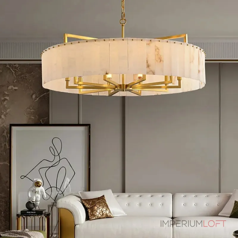 Серия люстр на лучевом каркасе с кольцевым абажуром из мраморных пластин прямоугольной формы Люстра ADINA MARBLE CH P6 от ImperiumLoft