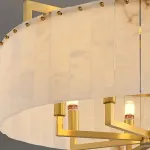 Серия люстр на лучевом каркасе с кольцевым абажуром из мраморных пластин прямоугольной формы Люстра ADINA MARBLE CH P6 от ImperiumLoft