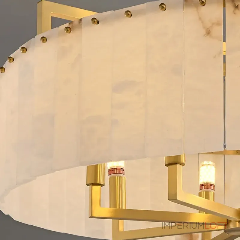 Серия люстр на лучевом каркасе с кольцевым абажуром из мраморных пластин прямоугольной формы Люстра ADINA MARBLE CH P6 от ImperiumLoft