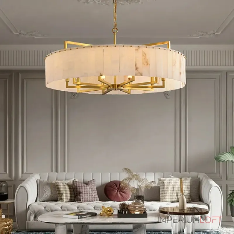 Серия люстр на лучевом каркасе с кольцевым абажуром из мраморных пластин прямоугольной формы Люстра ADINA MARBLE CH P6 от ImperiumLoft