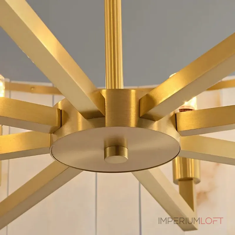 Серия люстр на лучевом каркасе с кольцевым абажуром из мраморных пластин прямоугольной формы Люстра ADINA MARBLE CH P6 от ImperiumLoft