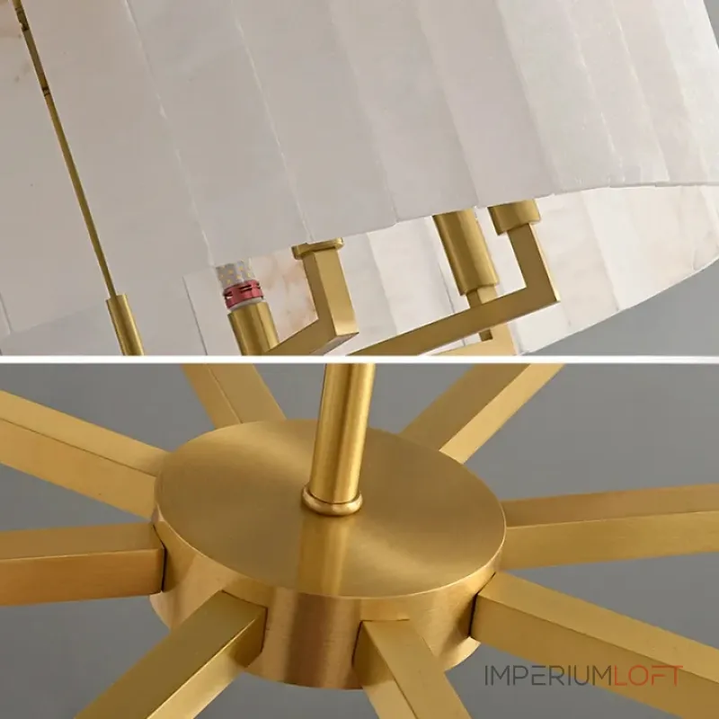 Серия люстр на лучевом каркасе с кольцевым абажуром из мраморных пластин прямоугольной формы Люстра ADINA MARBLE CH P6 от ImperiumLoft