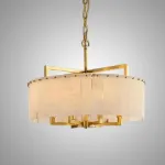 Серия люстр на лучевом каркасе с кольцевым абажуром из мраморных пластин прямоугольной формы Люстра ADINA MARBLE CH P6 от ImperiumLoft