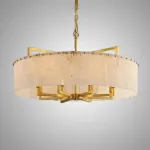 Серия люстр на лучевом каркасе с кольцевым абажуром из мраморных пластин прямоугольной формы Люстра ADINA MARBLE CH P8 от ImperiumLoft