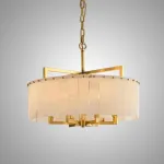 Серия люстр на лучевом каркасе с кольцевым абажуром из мраморных пластин прямоугольной формы ADINA MARBLE CH P5 от ImperiumLoft