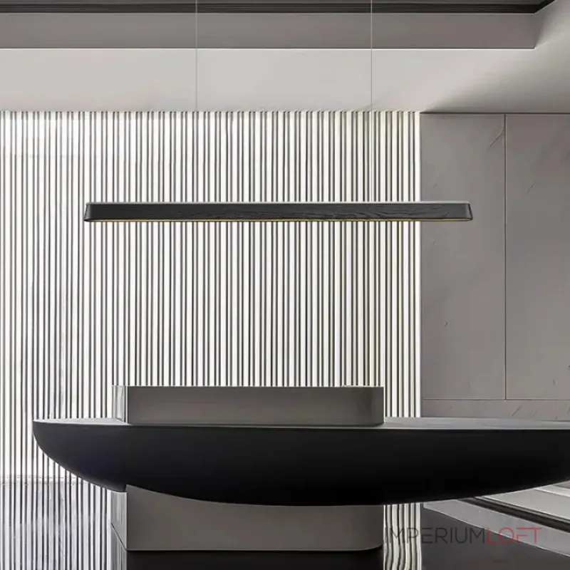 Подвесные светильники с корпусом в форме удлиненной трапеции из массива дерева BOTRAIF L140 Black от ImperiumLoft