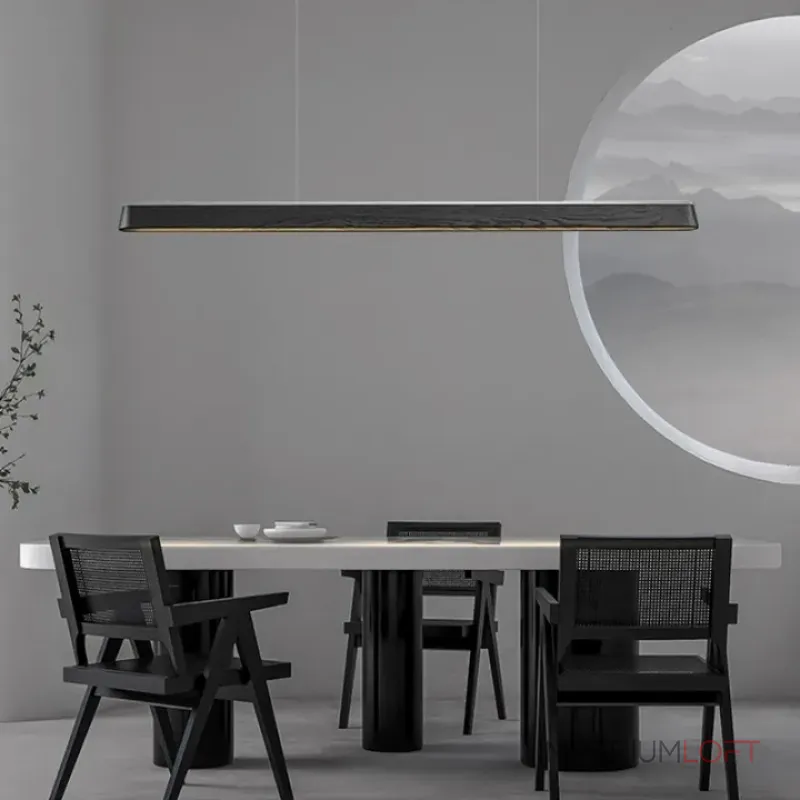 Подвесные светильники с корпусом в форме удлиненной трапеции из массива дерева BOTRAIF L140 Black от ImperiumLoft