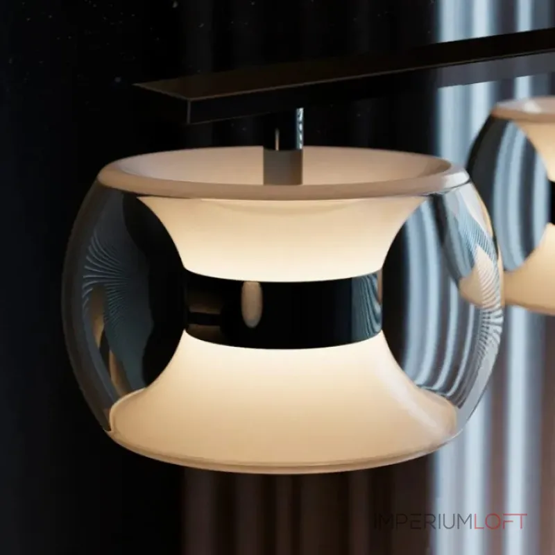 Серия реечных светильников с плафонами в форме тороида из стекла и акриловым элементом внутри ELISER LONG P5 A