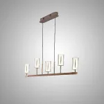 Серия рядных светильников с плафонами вогнутой цилиндрической формы на разноуровневых вертикальных стойках GISSEL A от ImperiumLoft