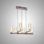 Серия рядных светильников с плафонами вогнутой цилиндрической формы на разноуровневых вертикальных стойках GISSEL B от ImperiumLoft