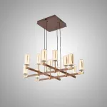 Серия рядных светильников с плафонами вогнутой цилиндрической формы на разноуровневых вертикальных стойках GISSEL C от ImperiumLoft