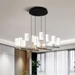 Серия рядных светильников с плафонами вогнутой цилиндрической формы на разноуровневых вертикальных стойках GISSEL C от ImperiumLoft