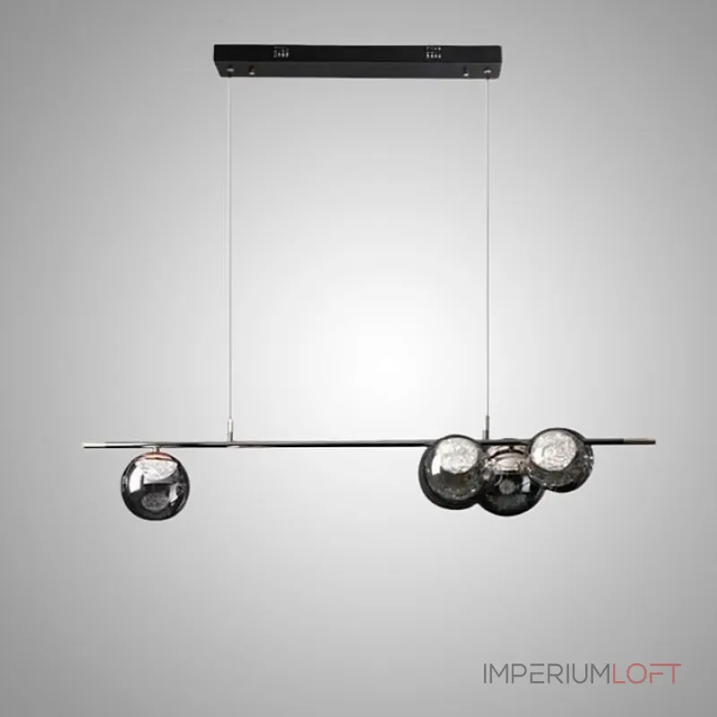 Рядный светильник с ассиметричным расположением плафонов шарообразной формы различного диаметра MAYER ORB LONG P4 от ImperiumLoft