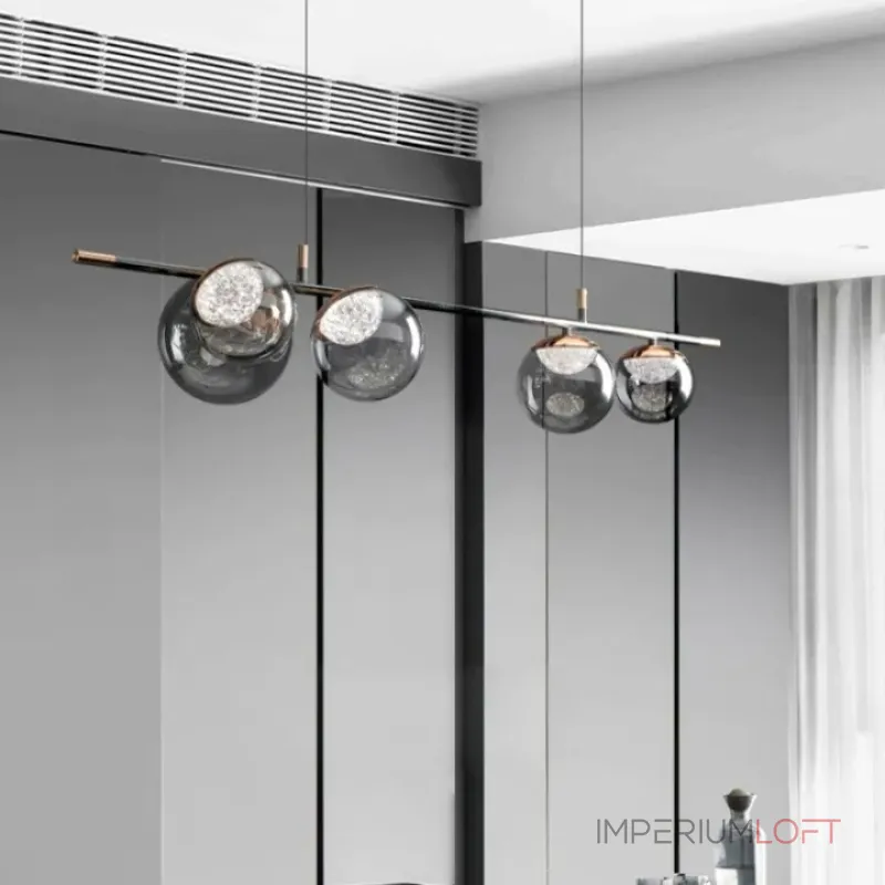 Рядный светильник с ассиметричным расположением плафонов шарообразной формы различного диаметра MAYER ORB LONG P4 от ImperiumLoft