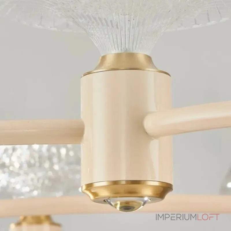 Рядный подвесной светильник с рельефными плафонами зонтичной формы и точечными источниками света на каркасе в форме лепестков из металла ASTRILD LONG от ImperiumLoft