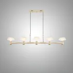 Рядный подвесной светильник с рельефными плафонами зонтичной формы и точечными источниками света на каркасе в форме лепестков из металла ASTRILD LONG от ImperiumLoft