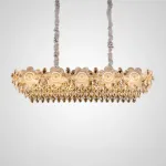 Реечный светильник с подвесками из ограненного хрусталя и рельефных стеклянных цветков EGEL PAW LONG