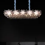 Реечный светильник с подвесками из ограненного хрусталя и рельефных стеклянных цветков EGEL PAW LONG