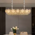 Реечный светильник с подвесками из ограненного хрусталя и рельефных стеклянных цветков EGEL PAW LONG