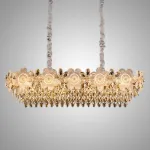 Реечный светильник с подвесками из ограненного хрусталя и рельефных стеклянных цветков EGEL PAW LONG