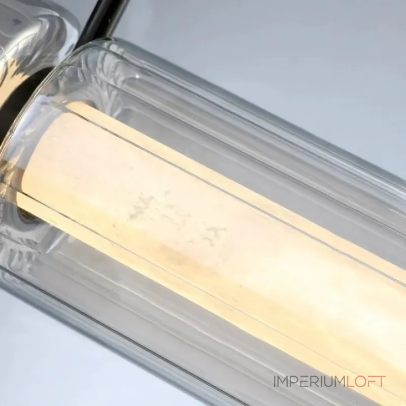 Серия реечных светильников с секциями цилиндров из стекла со спектральными переливами и внутренними рассеивателями из мрамора EVERIN LONG L110 от ImperiumLoft