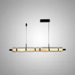 Серия реечных светильников с секциями цилиндров из стекла со спектральными переливами и внутренними рассеивателями из мрамора EVERIN LONG L110 от ImperiumLoft