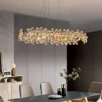 Реечный светильник с подвесками из ограненного хрусталя и рельефных стеклянных цветков EGEL B LONG