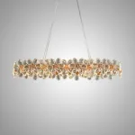 Реечный светильник с подвесками из ограненного хрусталя и рельефных стеклянных цветков EGEL B LONG