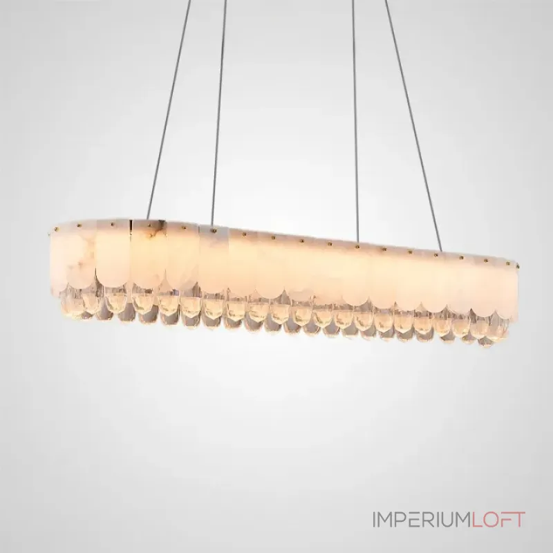 Серия светодиодных реечных люстр из мраморных пластин c закругленным краем и декоративными хрустальными подвесками LIDVALD B LONG A  от ImperiumLoft