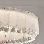 Серия светодиодных реечных люстр из мраморных пластин c закругленным краем и декоративными хрустальными подвесками LIDVALD B LONG A  от ImperiumLoft