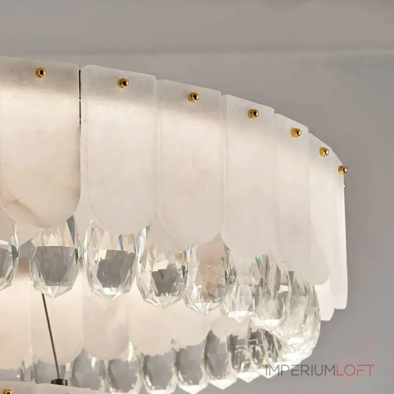 Серия светодиодных реечных люстр из мраморных пластин c закругленным краем и декоративными хрустальными подвесками LIDVALD B LONG A  от ImperiumLoft