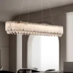 Серия светодиодных реечных люстр из мраморных пластин c закругленным краем и декоративными хрустальными подвесками LIDVALD B LONG A  от ImperiumLoft