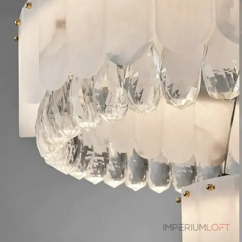 Серия светодиодных реечных люстр из мраморных пластин c закругленным краем и декоративными хрустальными подвесками LIDVALD B LONG A  от ImperiumLoft