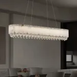 Серия светодиодных реечных люстр из мраморных пластин c закругленным краем и декоративными хрустальными подвесками LIDVALD B LONG A  от ImperiumLoft